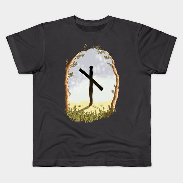 rune naudiz - magical symbol Kids T-Shirt by Karolina Studena-art